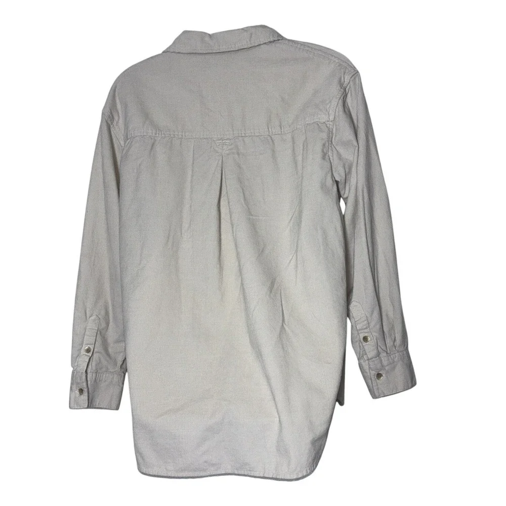 Time‎ and Tru Womens Beige Corduroy Button Down Shirt Long Sleeve Size M 8-10